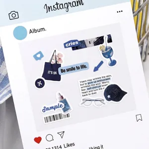 Blue-themed die-cut washi tape stickers for journaling and DIY diary decoration