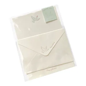 Minimalist stationery letter writing paper and envelope set with cute dove motif