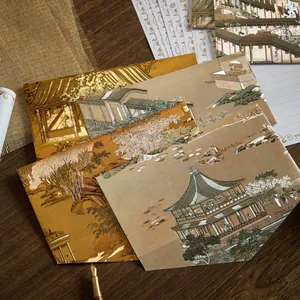 Elegant Chinese style stationery set with traditional art embroidery design envelopes