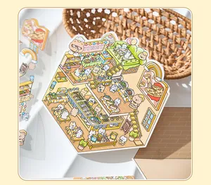 Close-up of cute cartoon restaurant theme sticker for scrapbooking DIY decoration