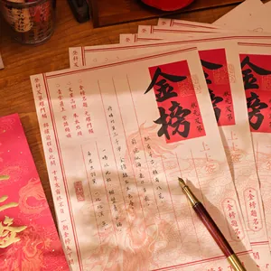 Chinese style letter paper stationery set with calligraphy writing brush and fountain pen