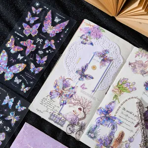 Ολογραφικά αυτοκόλλητα πεταλούδας PET για scrapbooking και διακόσμηση ημερολογίου