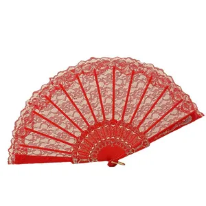 Eleganter roter Spitzenfächer für spanischen Tanz und Bühnenauftritte