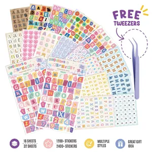 Juego de Pegatinas de Letras y Números Coloridas Vintage Impermeables de Vinilo DIY Scrapbooking Suministros Niños Pegatinas Decorativas