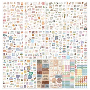 Set of 14 holographic planner stickers with inspirational quotes for DIY scrapbooking.