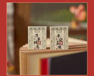 Macro detail of Chinese style magnetic bookmarks with traditional banknote design motifs.