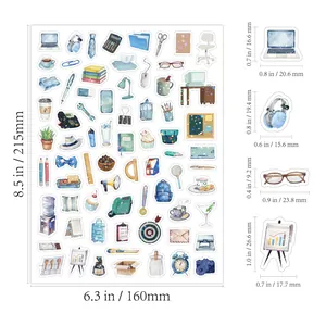 Detailed dimensions for holographic planner stickers set for scrapbooking and DIY journals