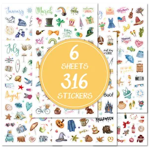 Adesivi Agenda Festival Mensile Cartoni Animati Scrapbooking Fai Da Te Adesivi Cancelleria Etichette Decorative in Vinile Impermeabile