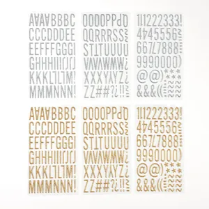 Pegatinas 3D con Brillo Alfabeto Números Pegatinas de Letras de PVC para DIY Scrapbooking Decoración de Regalos Oro Plata Brillo Pegatinas