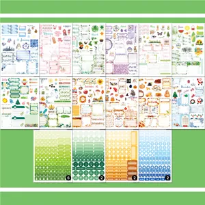 Juego completo de 12 hojas de pegatinas mensuales e iconos para diarios y agendas
