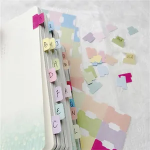 Close-up of colorful self-adhesive index tab stickers used for notebook organization
