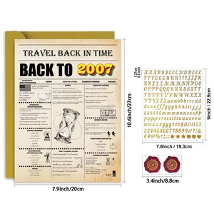 Gedetailleerde afmetingen voor retro 2007 DIY verjaardagskaartset met letterstickers