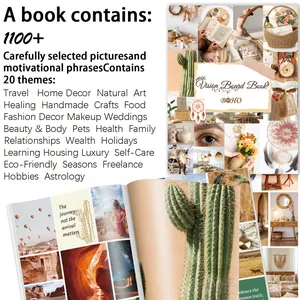 Boho vision board book detail showing 20 themes and 1100+ inspirational stickers