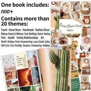 Detailed view of Boho Vision Board Book with lifestyle collage and inspirational quotes