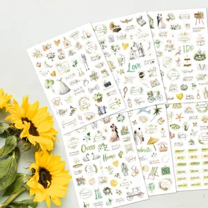 6 hojas de pegatinas de boda en acuarela para álbumes de recortes e invitaciones