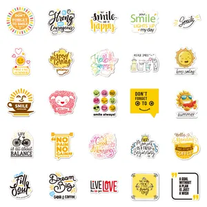 Assortiment Engelse inspirerende stickers met motiverende citaten en leuke afbeeldingen