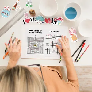 Kit de actividades creativas DIY para niños con tema de boda, pegatinas y hojas de color