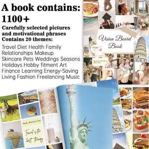 Detailed view of Vision Board Book internal pages with 1100+ motivational scrapbooking images