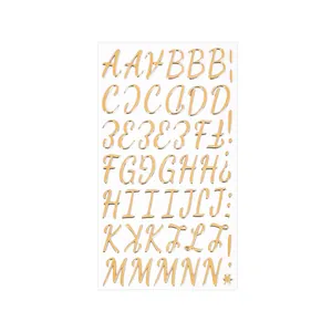 3D metallic gold cursive alphabet stickers for DIY decoration, journals and scrapbooking