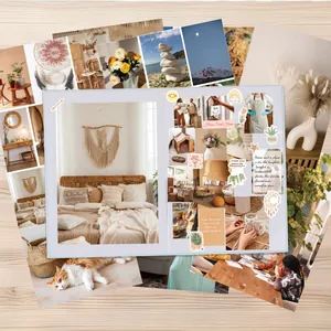 DIY vision board scrapbook kit with aesthetic photos and inspirational stickers