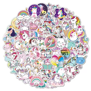 Sortiment von 100 niedlichen Cartoon Einhorn Aufklebern für Koffer und Tagebücher