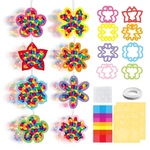 Παιδικό DIY Κιτ Suncatcher Διακόσμηση Παραθύρου Γεωμετρικό Χαρτί Χειροποίητα Είδη Χειροτεχνίας για Τάξη Πάρτι Εποχιακή Διακόσμηση Σπιτιού