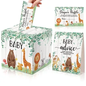 Tarjeta de Consejos para Baby Shower de Animales del Bosque Tarjeta de Sorteo y Contenedor de Votación para Decoración de Fiesta