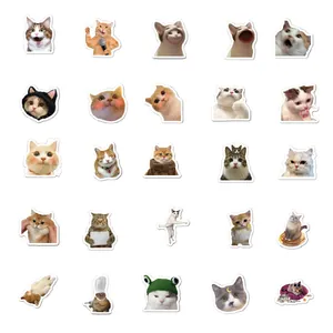Set d'autocollants de mèmes de chats rigolos pour décorer ordinateurs, gourdes et bagages.