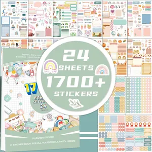 Libro de pegatinas Boho para agenda con 24 hojas y más de 1700 stickers