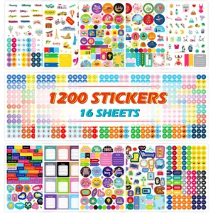 Ensemble complet de 1200 autocollants de planificateur avec icônes et étiquettes