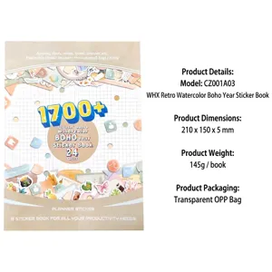 Libro de pegatinas de planificación boho acuarela retro con 1700+ para diarios