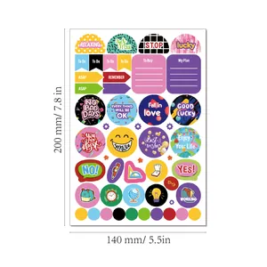 Planche de stickers colorés pour agenda, dimensions 200x140mm pour journalisme