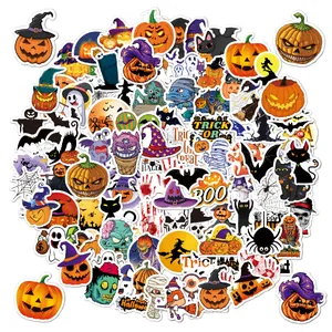 Variedad de pegatinas de Halloween con calabazas y fantasmas para decorar portátiles