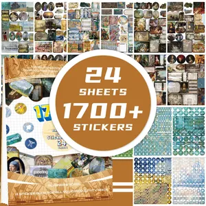 Juego de 24 hojas con más de 1700 pegatinas de agenda con obras maestras de arte