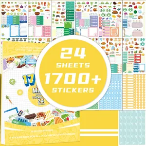 Detalle de un libro de pegatinas para agenda de 24 hojas con más de 1700 pegatinas decorativas