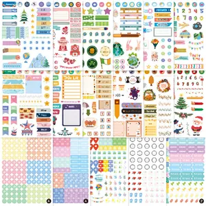 Set completo de pegatinas para agenda con temas festivos y etiquetas funcionales.