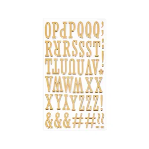 Gold 3D puffy alphabet stickers sheet with letters O to Z and symbols for DIY craft