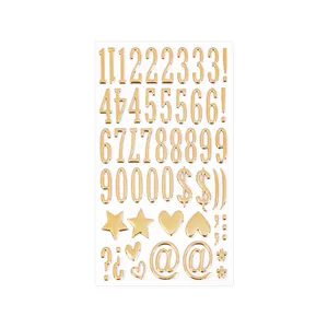3D golden metallic number and symbol stickers for DIY scrapbooking and planners