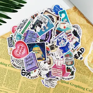 Set de 100 pegatinas láser holográficas con temas de amantes de los libros para scrapbooking