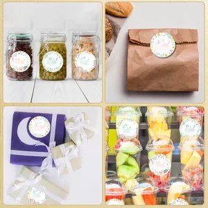Beautiful floral Eid Mubarak stickers for gift wrapping, jars, and party favors decor
