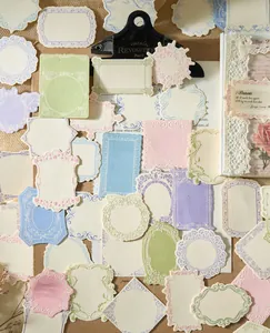 Detailed close-up of vintage embossed paper frames for journaling scrapbooks