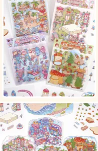 Vue détaillée des autocollants de scène 3D colorés de la série Meow Star Dreamland