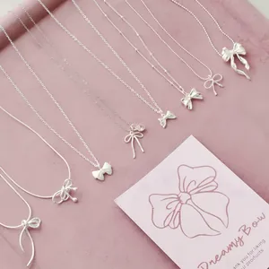 925 Sterlingsilber Schleife Künstliche Perle Anhänger Halskette Minimalistisch Süß Herz Strass Schlüsselbein Kette Schmuck Für Damen
