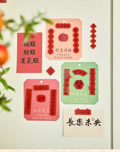 Detailed view of Chinese calligraphy acrylic fridge magnets with traditional blessings