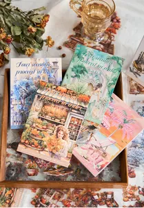 Libros de pegatinas PET viaje de chica de cuatro estaciones para diario