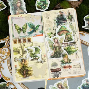 Fantasy forest theme fairy and dragon stickers for junk journal DIY crafts