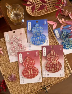 Detailweergave van kalebasvormige acryl koelkastmagneten met Chinese kalligrafie