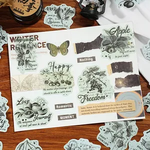 Vintage botanical washi stickers for scrapbooking with elegant plant and word designs