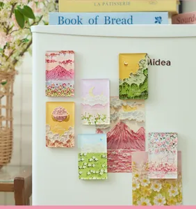Set di 6 calamite da frigo in acrilico stile pittura a olio in ambiente domestico