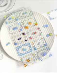 Cute PET clear frame stickers with glitter for DIY journaling decor